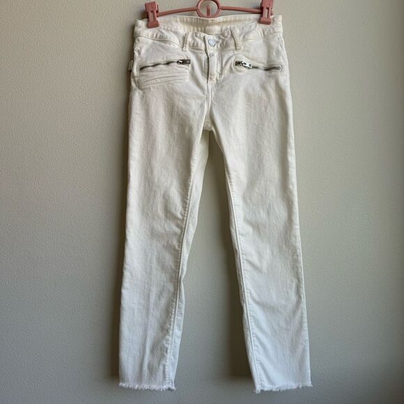 Zadig & Voltaire Ava Denim Straight Slim Fray Ankle Jeans Judo White Size 26 - Picture 2 of 10